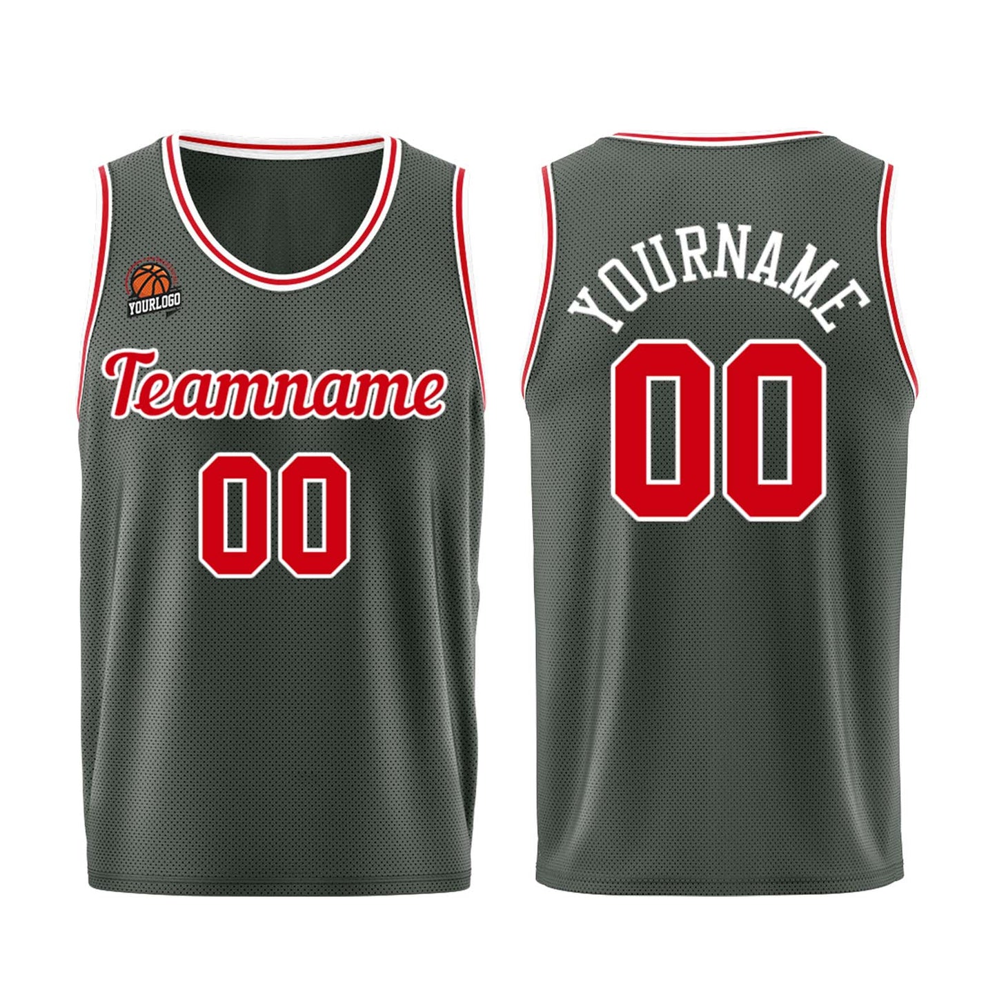 Custom Dark Gray-Red Basketball Jersey for Men Women Adult Youth Stitched Name Number Logo
