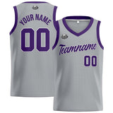 Custom Gray Purple Basketball Jersey for Men Women Adult Youth Stitched Name Number Logo