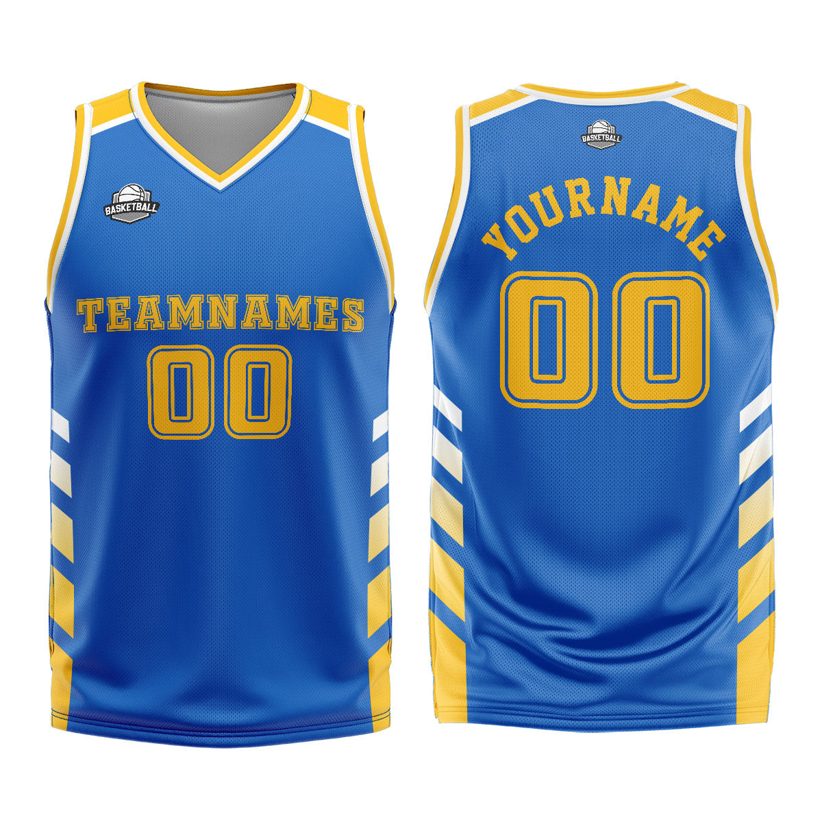 Custom Blue Yellow Basketball Jersey Uniform Suit Printed Your Logo Name Number