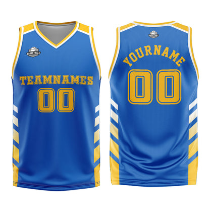 Custom Blue Yellow Basketball Jersey Uniform Suit Printed Your Logo Name Number