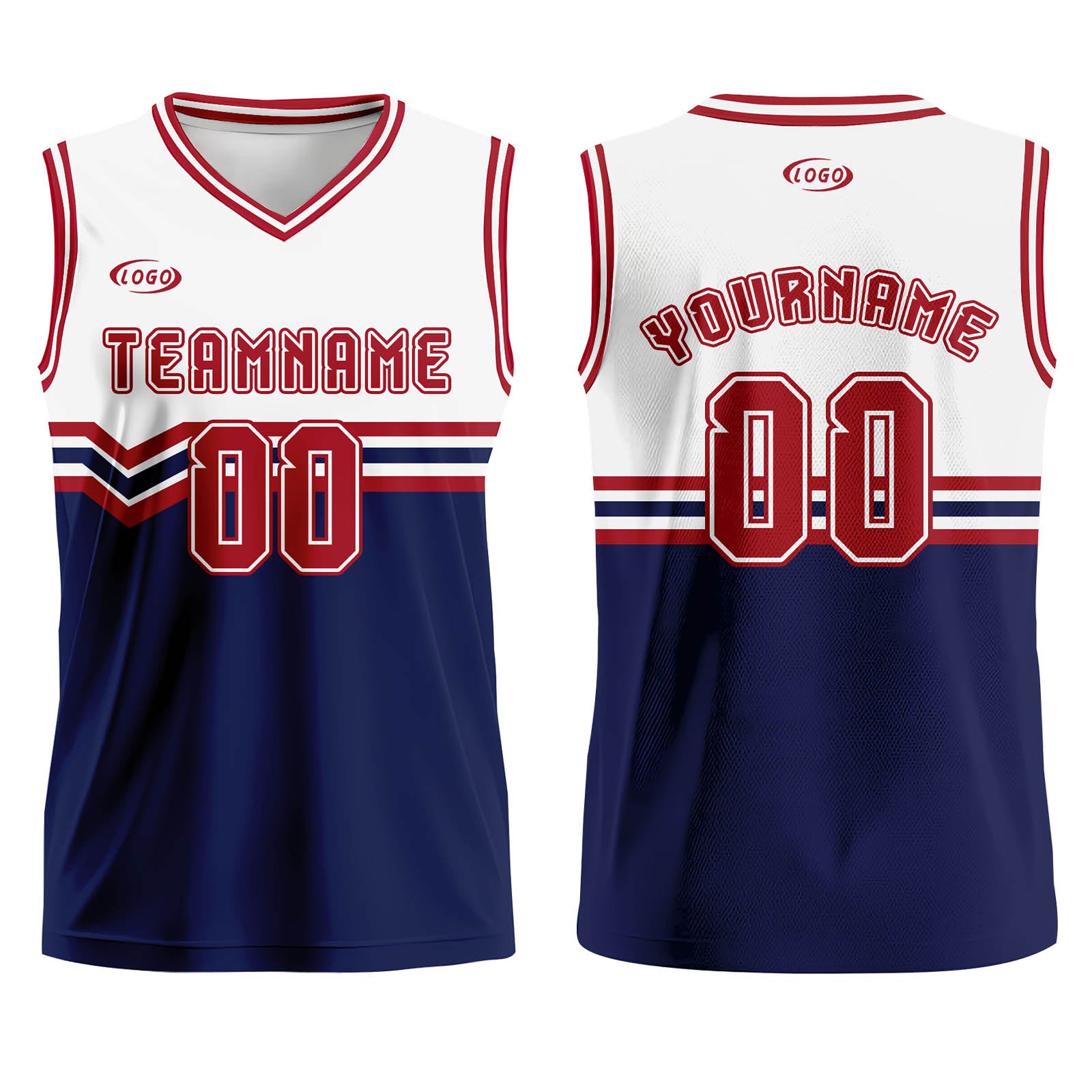 Custom White Blue Red Basketball Jersey Uniform Suit Printed Your Logo Name Number