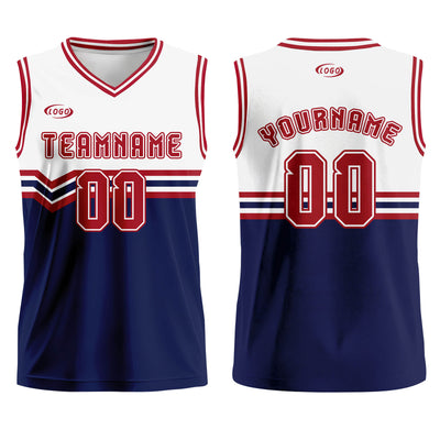 Custom White Blue Red Basketball Jersey Uniform Suit Printed Your Logo Name Number