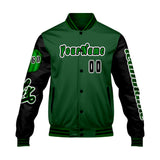 Custom Green Black Letterman Varsity Jacket Personalized Embroidery Printing
