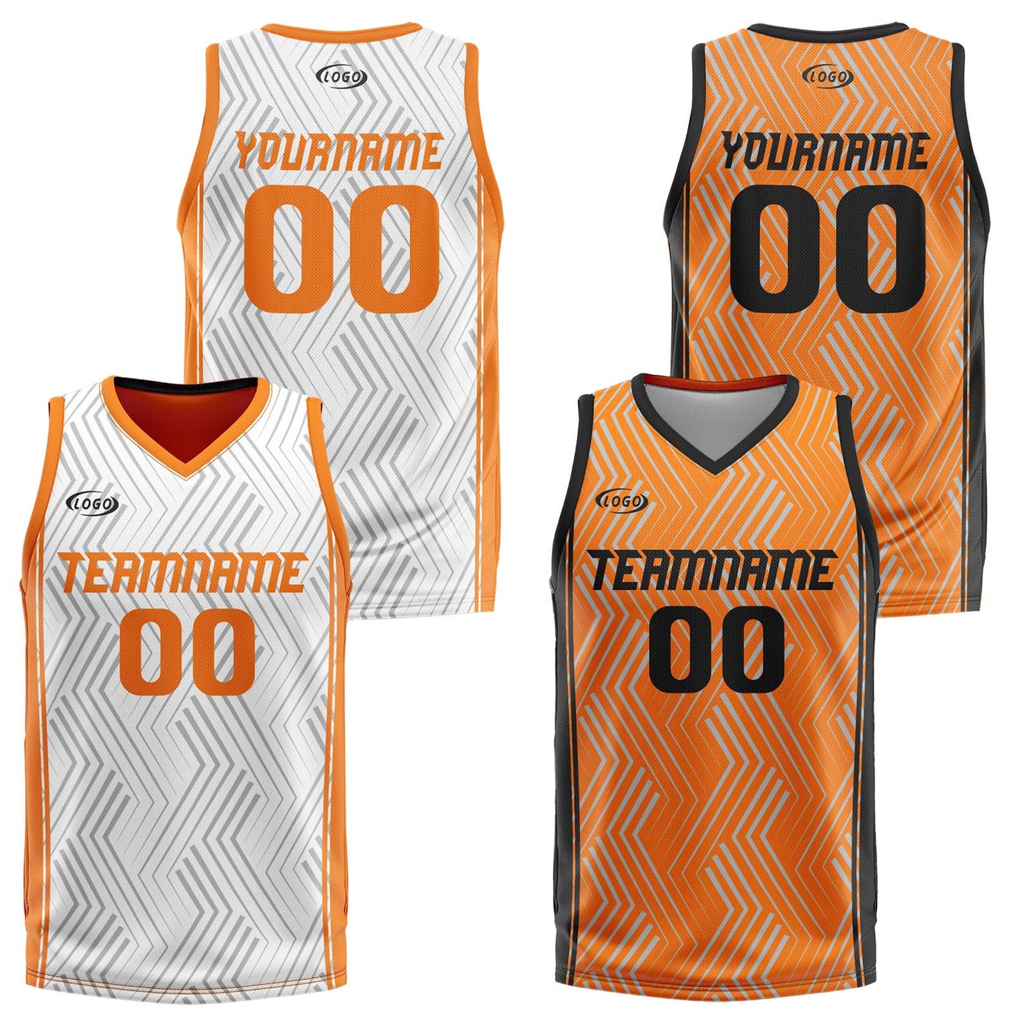 Custom White Orange Reversible Basketball Suit for Adults and Kids Personalized Jersey