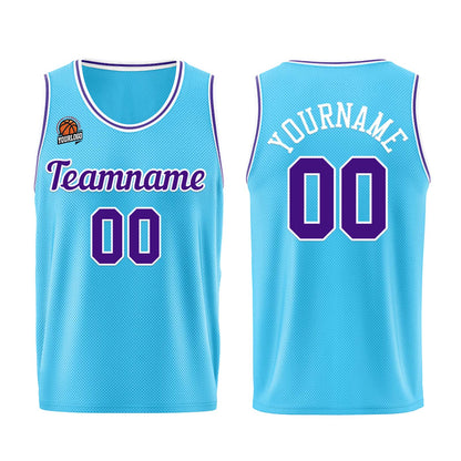 Custom Light Blue Purple Basketball Jersey for Men Women Adult Youth Stitched Name Number Logo