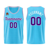 Custom Light Blue Purple Basketball Jersey for Men Women Adult Youth Stitched Name Number Logo