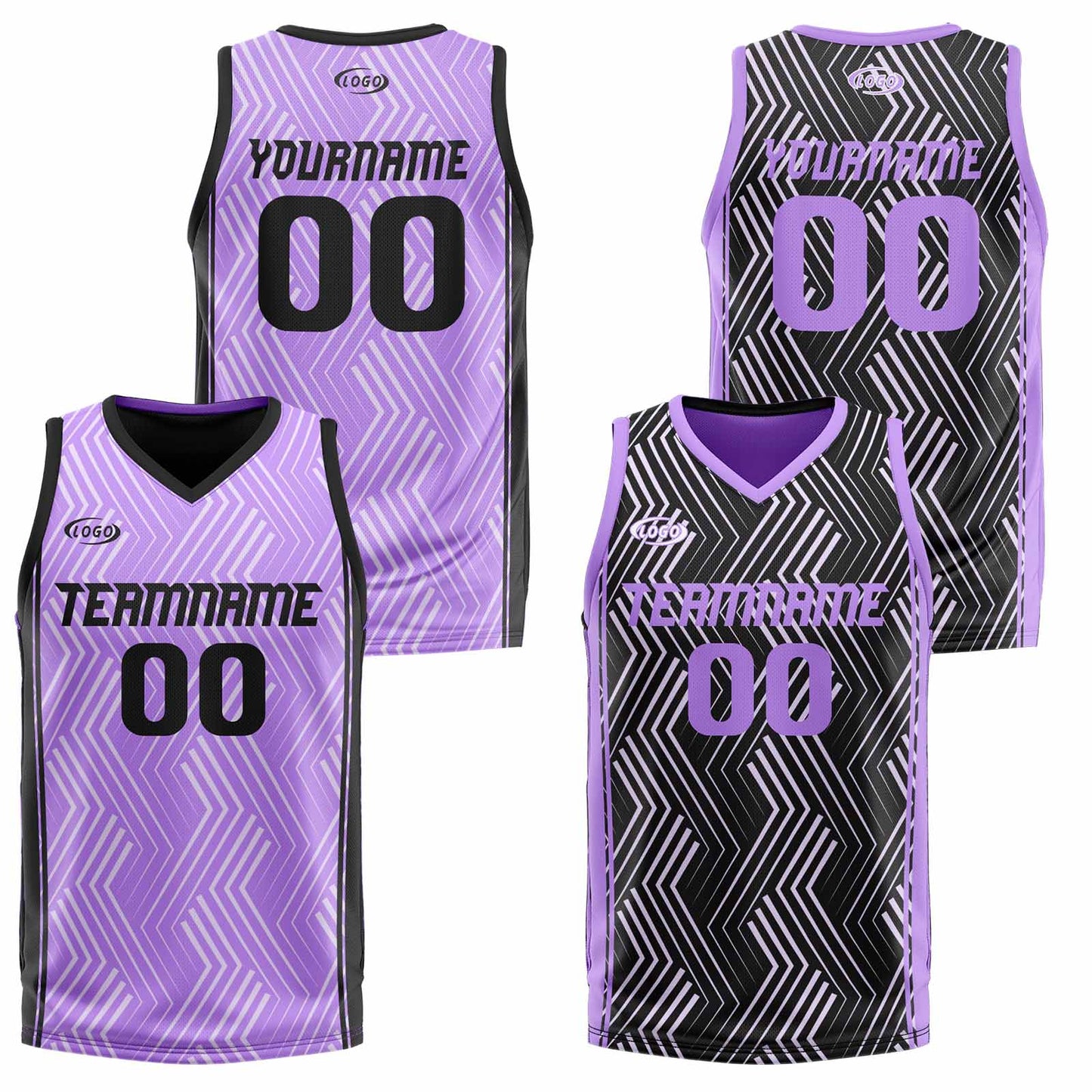 Custom Purple Black Reversible Basketball Suit for Adults and Kids Personalized Jersey