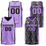 Custom Purple Black Reversible Basketball Suit for Adults and Kids Personalized Jersey