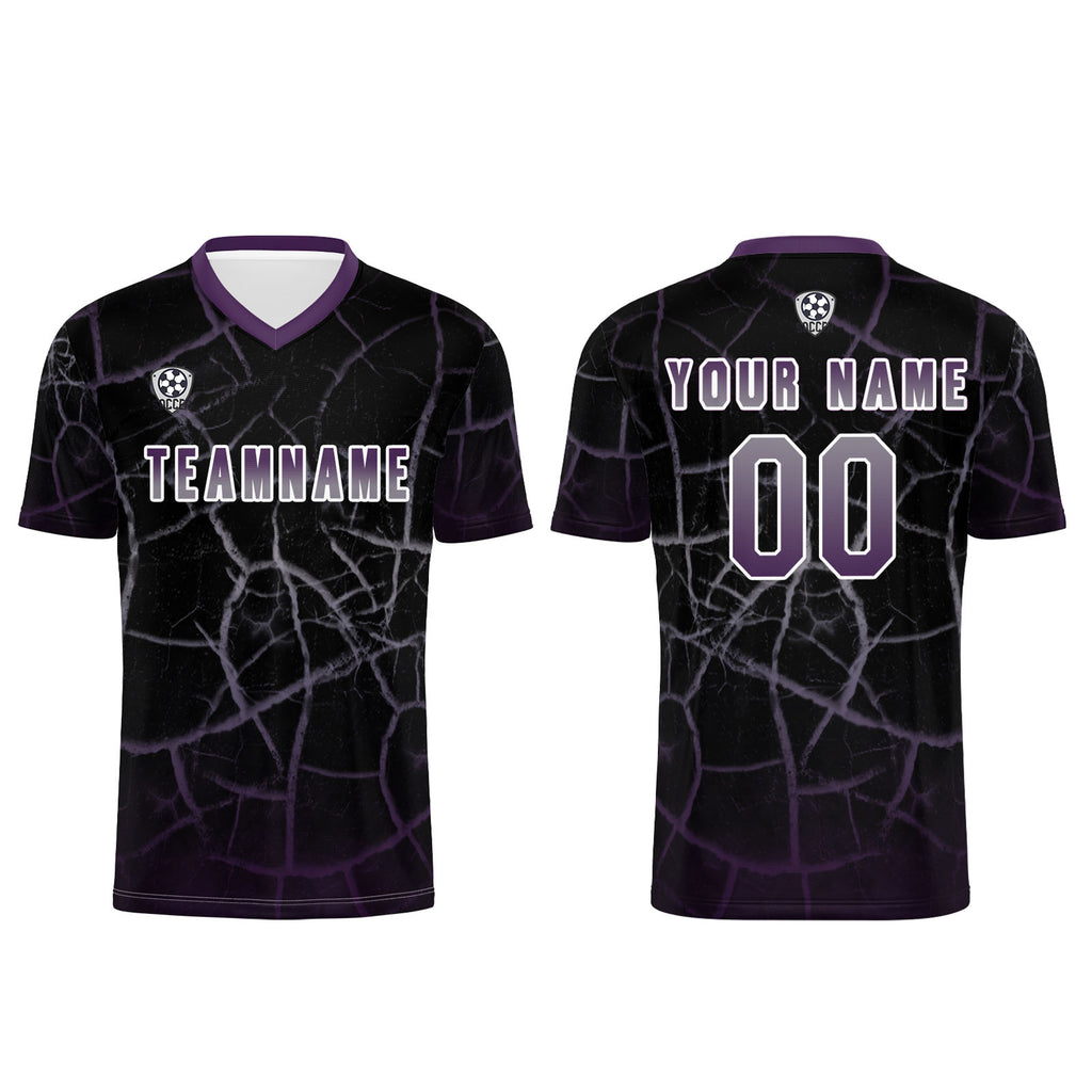 Custom Black Deep Purple Soccer Uniform Jersey Kids Adults Personalized Set Jersey Shirt