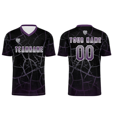 Custom Black Deep Purple Soccer Uniform Jersey Kids Adults Personalized Set Jersey Shirt