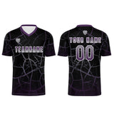 Custom Black Deep Purple Soccer Uniform Jersey Kids Adults Personalized Set Jersey Shirt