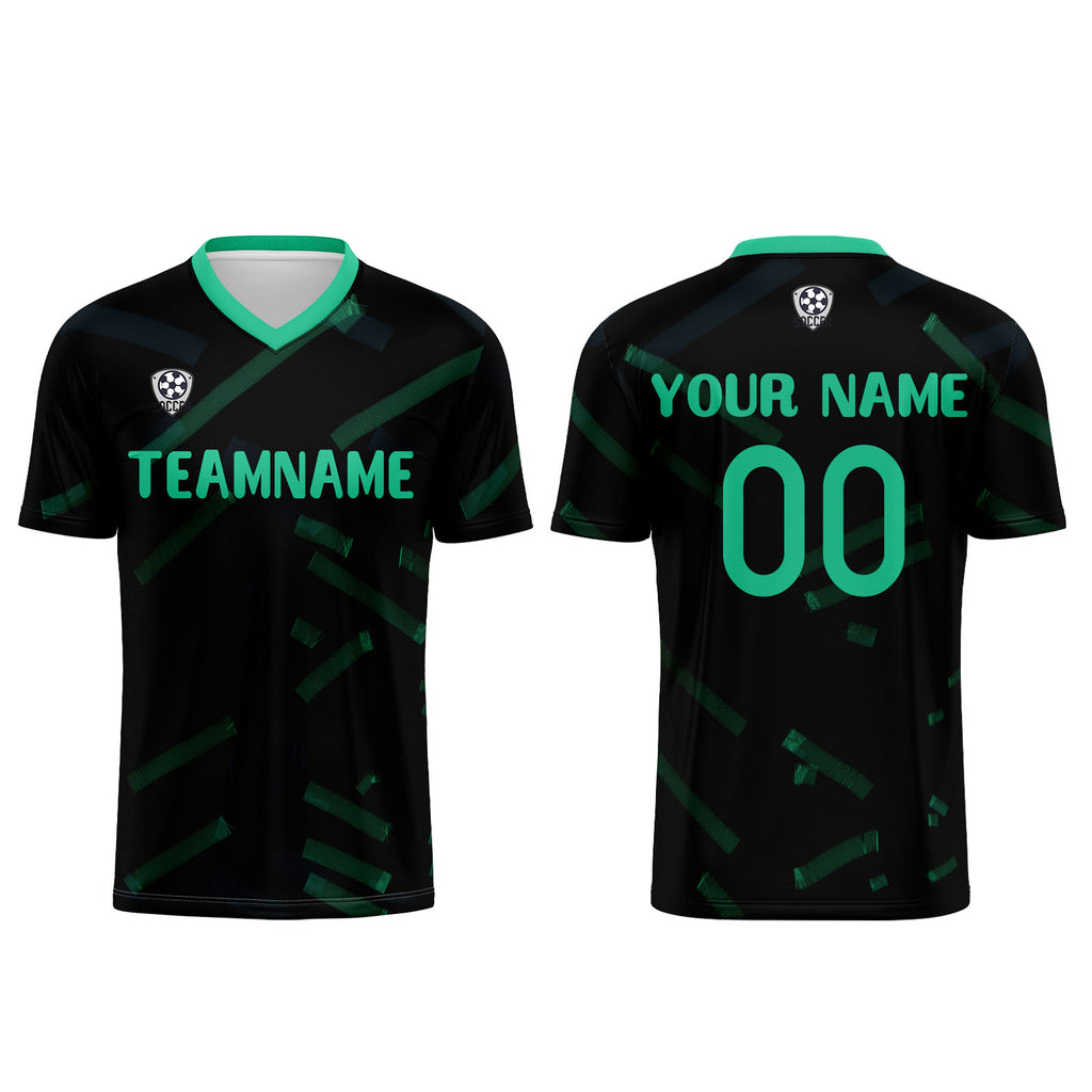Custom Black Grass Green Soccer Uniform Jersey Kids Adults Personalized Set Jersey Shirt