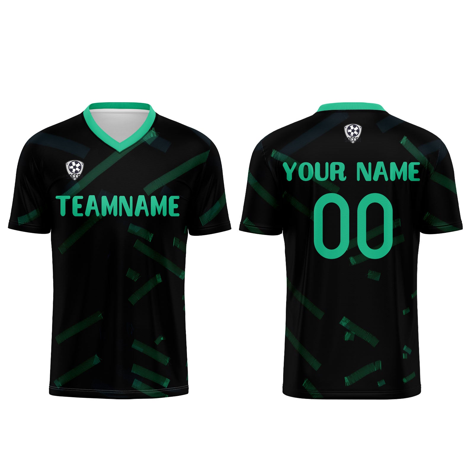 Custom Black Grass Green Soccer Uniform Jersey Kids Adults Personalized Set Jersey Shirt