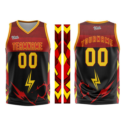 Custom Black Red Yellow Basketball Jersey Uniform Suit Printed Your Logo Name Number