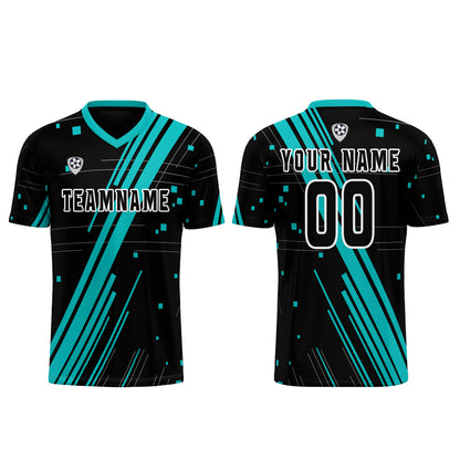 Custom Black Teal Uniform Jersey Kids Adults Personalized Set Jersey Shirt