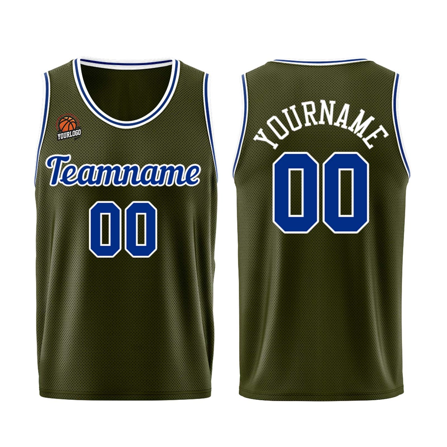 Custom Army Green-Royal Basketball Jersey for Men Women Adult Youth Stitched Name Number Logo