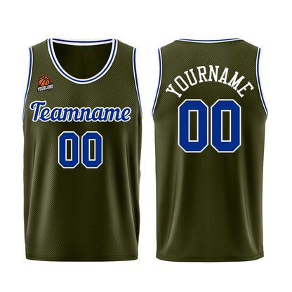 Custom Army Green-Royal Basketball Jersey for Men Women Adult Youth Stitched Name Number Logo