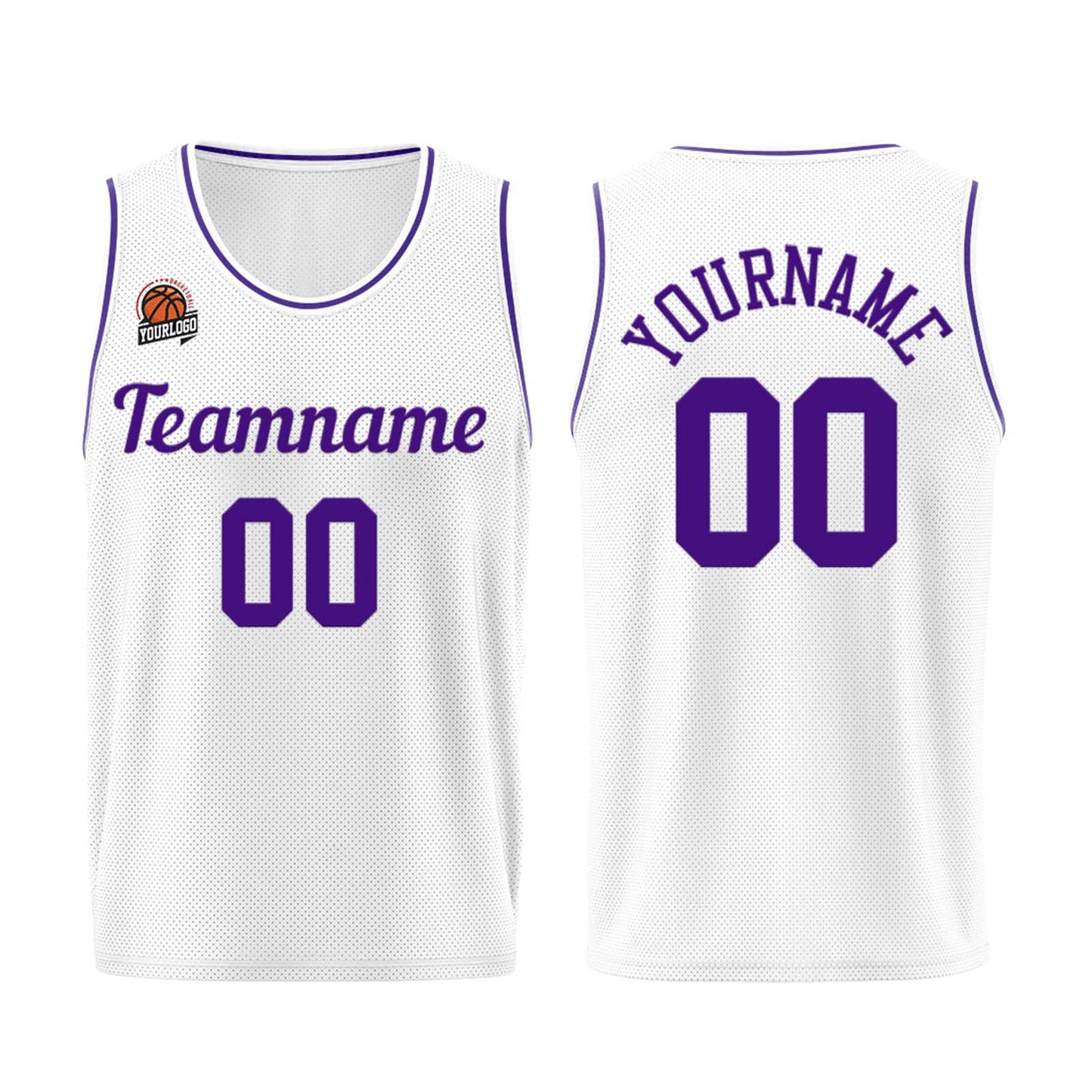 Custom White-Purple Basketball Jersey for Men Women Adult Youth Stitched Name Number Logo
