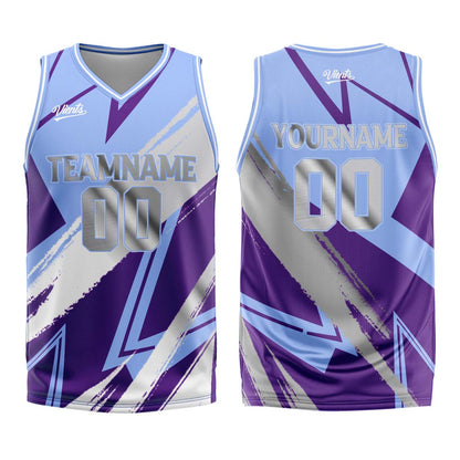 Custom Blue Purple Grey Basketball Jersey Uniform Suit Printed Your Logo Name Number