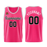 Custom Pink-Black Basketball Jersey for Men Women Adult Youth Stitched Name Number Logo