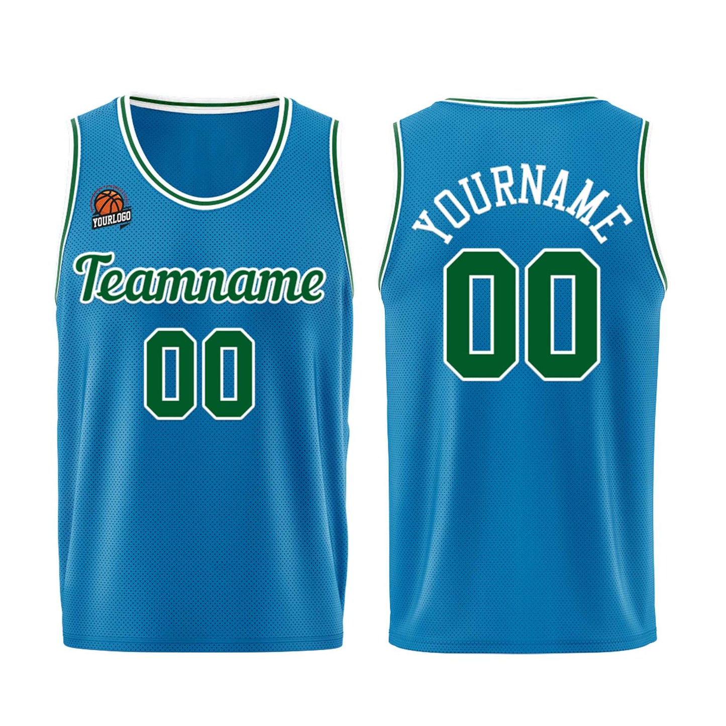 Custom Blue-Green Basketball Jersey for Men Women Adult Youth Stitched Name Number Logo
