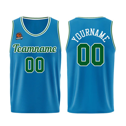Custom Blue-Green Basketball Jersey for Men Women Adult Youth Stitched Name Number Logo