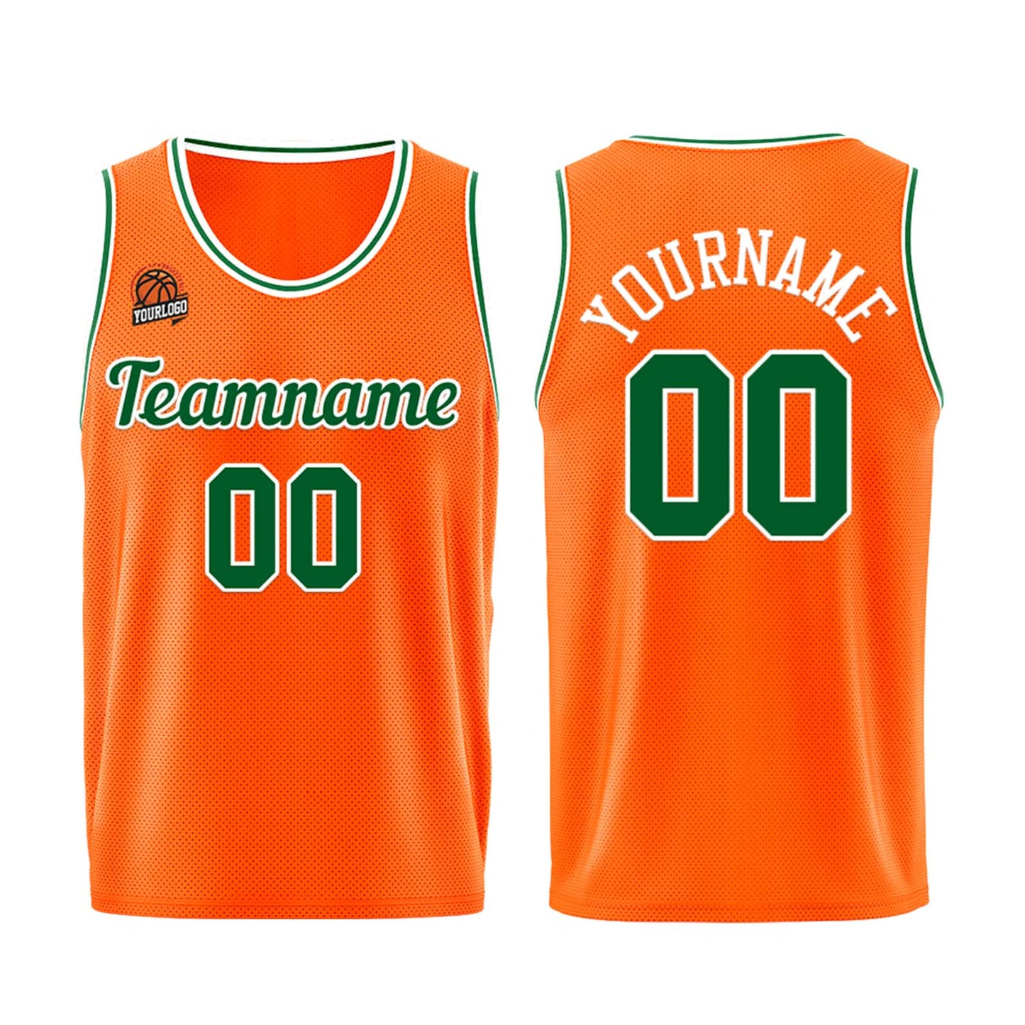 Custom Orange-Green Basketball Jersey for Men Women Adult Youth Stitched Name Number Logo