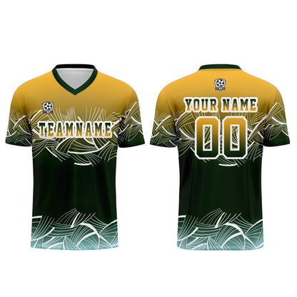 Custom Yellow Green Soccer Uniform Jersey Kids Adults Personalized Set Jersey Shirt