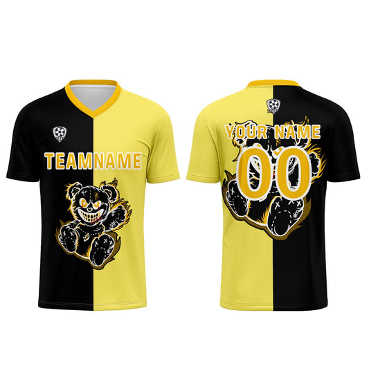 Custom Black Yellow Soccer Uniform Jersey Kids Adults Personalized Set Jersey Shirt