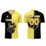 Custom Black Yellow Soccer Uniform Jersey Kids Adults Personalized Set Jersey Shirt