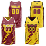 Custom Red Yellow Reversible Basketball Suit for Adults and Kids Personalized Jersey