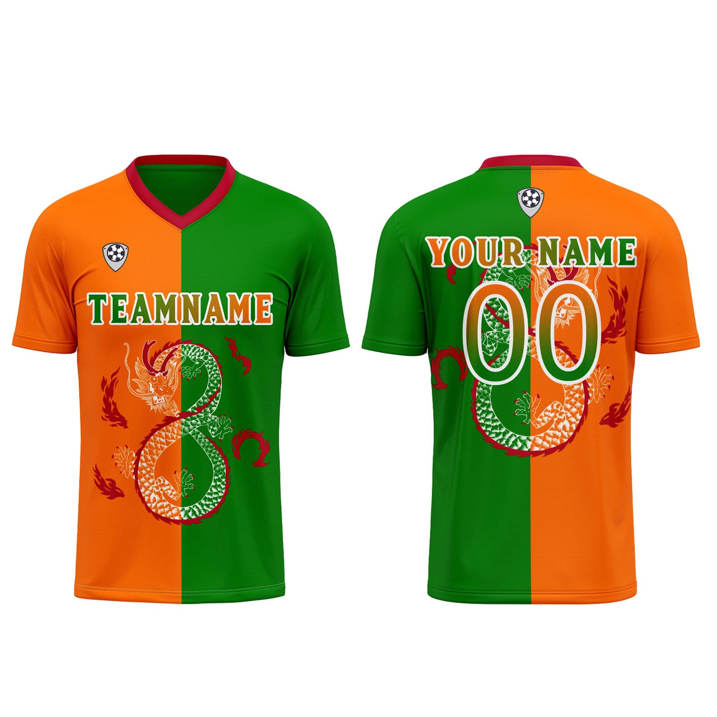 Custom Orange Green Uniform Jersey Kids Adults Personalized Set Jersey Shirt