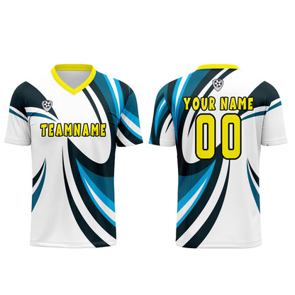 Custom White Blue Uniform Jersey Kids Adults Personalized Set Jersey Shirt