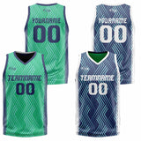 Custom Green Navy Reversible Basketball Suit for Adults and Kids Personalized Jersey