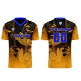 Custom Yellow Blue Uniform Jersey Kids Adults Personalized Set Jersey Shirt