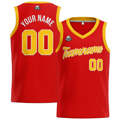 Custom Red Yellow Basketball Jersey for Men Women Adult Youth Stitched Name Number Logo