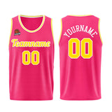 Custom Pink-Yellow Basketball Jersey for Men Women Adult Youth Stitched Name Number Logo