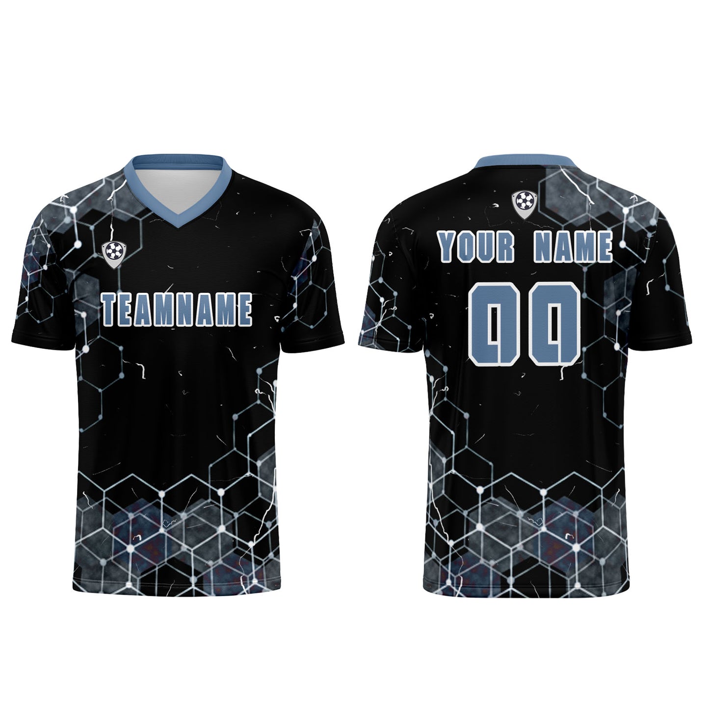 Custom Gray Blue Uniform Jersey Kids Adults Personalized Set Jersey Shirt