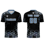 Custom Gray Blue Uniform Jersey Kids Adults Personalized Set Jersey Shirt