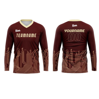 Custom Dark Red Light Yellow Basketball Soccer Football Shooting Long T-Shirt for Adults and Kids