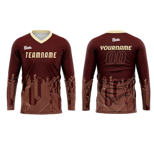 Custom Dark Red Light Yellow Basketball Soccer Football Shooting Long T-Shirt for Adults and Kids