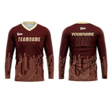 Custom Dark Red Light Yellow Basketball Soccer Football Shooting Long T-Shirt for Adults and Kids