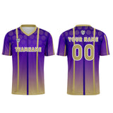Custom Purple Yellow Uniform Jersey Kids Adults Personalized Set Jersey Shirt