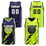 Custom Navy Light Green Reversible Basketball Suit for Adults and Kids Personalized Jersey