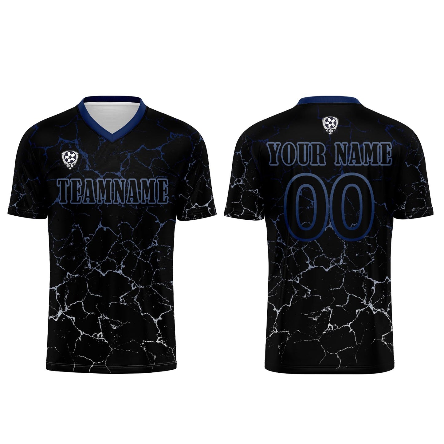 Custom Black Deepblue Soccer Uniform Jersey Kids Adults Personalized Set Jersey Shirt