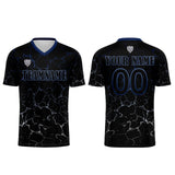 Custom Black Deepblue Soccer Uniform Jersey Kids Adults Personalized Set Jersey Shirt