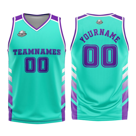 Custom Cyan Purple Basketball Jersey Uniform Suit Printed Your Logo Name Number
