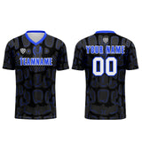 Custom Black Blue Soccer Uniform Jersey Kids Adults Personalized Set Jersey Shirt