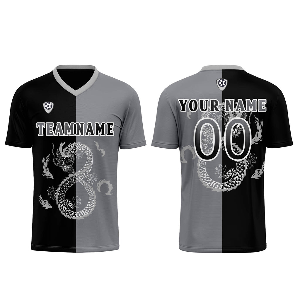 Custom Black Gray Uniform Jersey Kids Adults Personalized Set Jersey Shirt