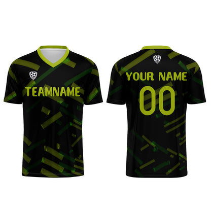 Custom Black Yellow Green Soccer Uniform Jersey Kids Adults Personalized Set Jersey Shirt